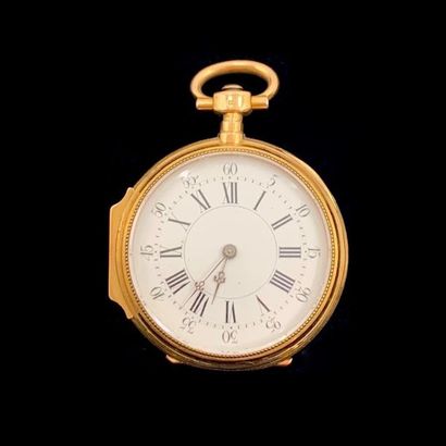 null YELLOW GOLD COLLAR WATCH (750‰) decorated with an applied and chiselled monogram....