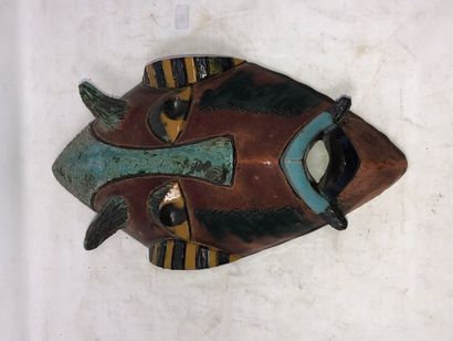 null Masque en céramique émaillée de l’atelier du Me Manteto-Baku. 

29 x 15 cm