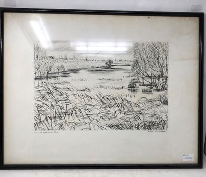 null André JACQUEMIN (1904-1992)

"Brière près de Verdun"

Gravure en noir, signée...