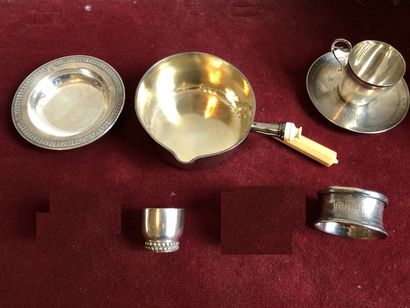 null Silver lot (950/00) comprising:

- a pouring pan, inside glass-lined (wear),...