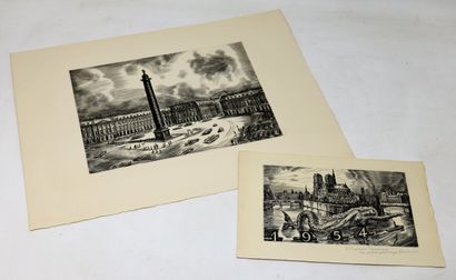 null Albert DECARIS (1901-1988)

Suite de quatre oeuvres sur Paris:

- "Les toits...