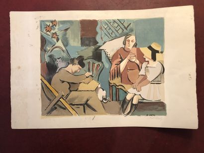 null André LHOTE (1885-1962) 

"The Sewing" 

Lithograph, signed lower right and...
