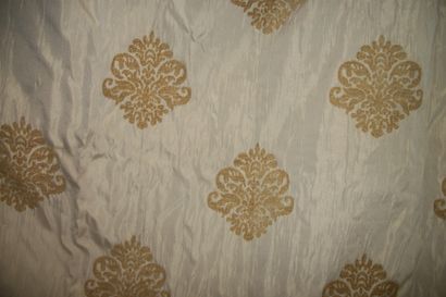 null Suite of four curtains in cambrasine, beige canvas brocaded with stylized flower...