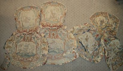 null Suite of four armchair upholstery in tapestry with small and large dots, wool...