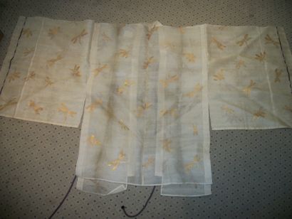 null Coat, Japan, Edo period, 19th century, gold stencil-printed gauze of dragonflies...