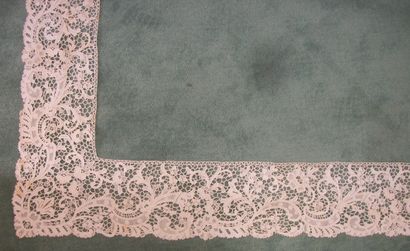 null Framing of lace at the big Venice stitch, foliage and sheaves of flowers (rust...