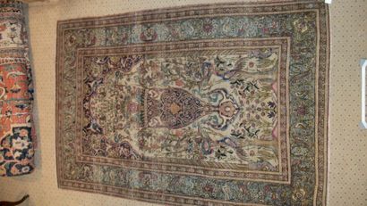 null Tehran carpet, late 19th century, cream background, decoration of a vase of...
