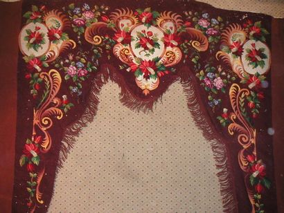null Tapestry valance, 19th century, garnet background, decoration of flowers in...
