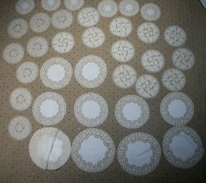 null Meeting of about forty lace-lined doilies.