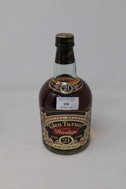 SPRIRITUEUX Une (1) bouteille - Scotch Whisky "Pur Malt" 21 ans, Glen Turner