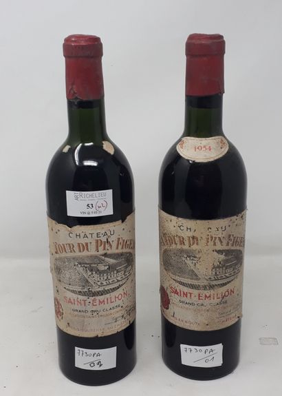 BORDEAUX Deux (2) bouteille - Château La Tour du Pin Figeac, 1954, GCC de Saint Emilion...