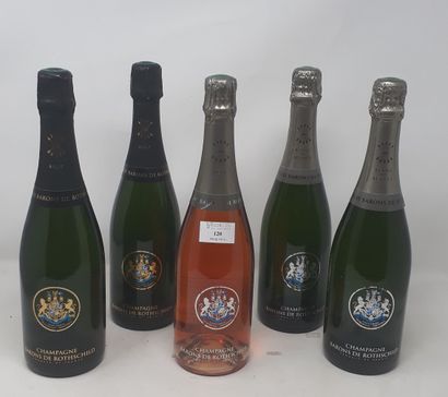 CHAMPAGNE Cinq (5) bouteilles - Champagne Baron de Rothschild (2 x brut; 2 x Blanc...
