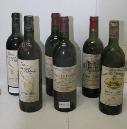 BORDEAUX Set of six (6) bottles:

- Two (2) bottles - Château Mayne Lalande, 1992,...