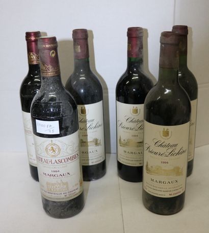 BORDEAUX Lot de six (6) bouteilles:

- Deux (2) bouteilles - Château Lascombes, 1994,...