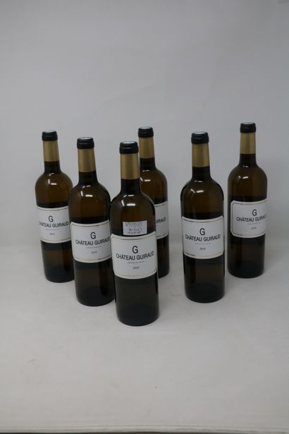 BORDEAUX Six (6) bottles - Château Guiraud dry, 2018, Bordeaux White (4 x mid-neck,...
