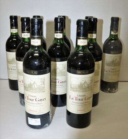 BORDEAUX Dix (10) bouteilles - Château La Tour Gayet, 1970, 1er Côtes de Blaye (10...