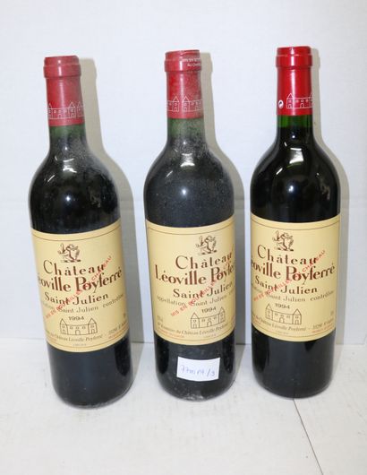 BORDEAUX Trois (3) bouteilles - Château Léoville Poyferré, 1994, 2e GCC de Saint...