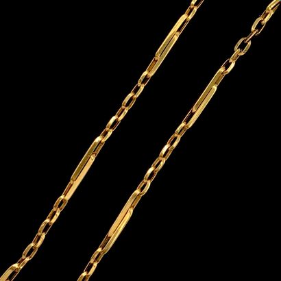 Yellow gold (750‰) chain with oblong and...