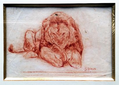null 
Jean GRAVES (né en 1897)
"Lion dévorant"
Sanguine sur papier, signée en bas...