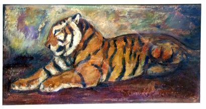 null 
Jean GRAVES (né en 1897)
"Tigre couché"
Huile sur papier, signée en haut à...