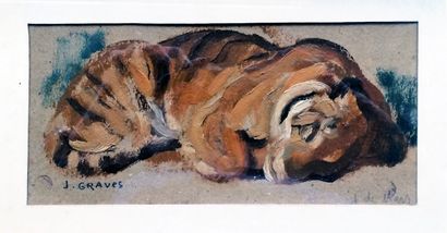 null 
Jean GRAVES (né en 1897)
"Tigre dormant"
Huile sur carton, signé en bas a gauche...