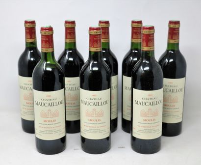 BORDEAUX Eight (8) bottles - Château Maucaillou, 1993, Moulis (1 x half-shoulder,...