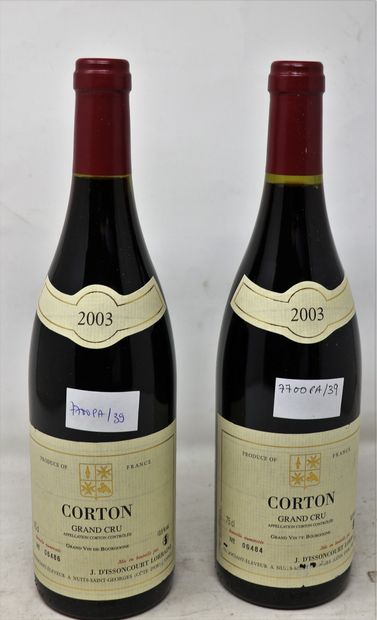 BOURGOGNE Deux (2) bouteilles - Corton Grand Cru, 2003, Dom. J. D'Issoncourt Lorraine...
