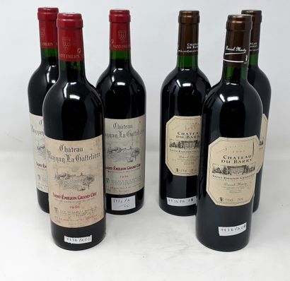 BORDEAUX Lot de six (6) bouteilles comprenant:

- Trois (3) bouteilles - Château...