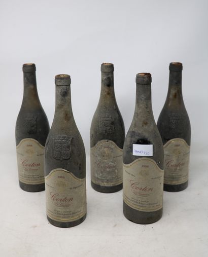 BOURGOGNE Cinq (5) bouteilles - Corton "Les carrières", 1988, Dom. Jacob Robert et...