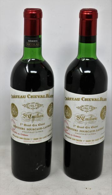 BORDEAUX Two (2) bottles - Château Cheval Blanc, 1967, Saint-Emilion, 1er GCC A,...