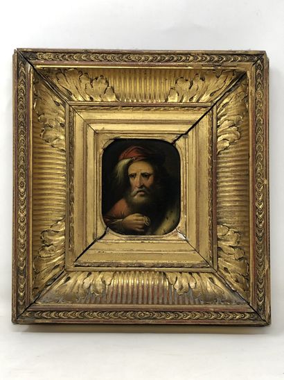 null School of the XVIIth century

"Portrait of a man in miniature

Oil on panel

10...