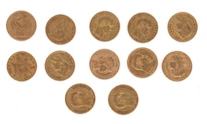 null Douze (12) pièces de 20 francs français or

Poids: 77,09 g (frottées, usées...
