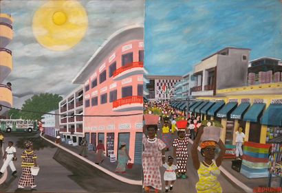 null ZEPHIRIN (1964-1993) - Ivorian school

"Treichville Market".

Oil on canvas,...