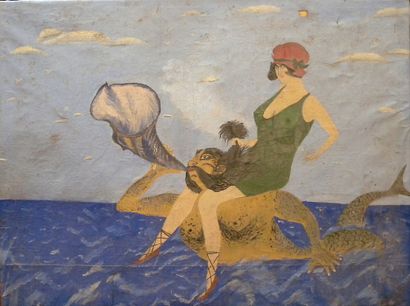 null French school of the 20th century

"Bather and Newt"

Oil on canvas, signed...