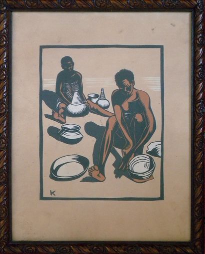 null Belgian school of the 20th century

"Two African Women Cooking

Linocut on paper,...