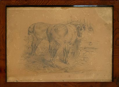 null H. POITEVIN - Ecole française du XIXe siècle

"Deux chevaux à l’écurie"

Crayon...
