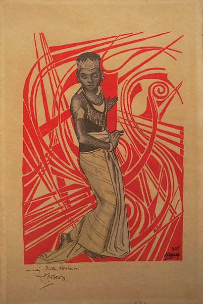 null After Jan TOOROP - Johannes Theodorus Toorop said -(1858-1928)

"Balinese dancer".

Reproduction...