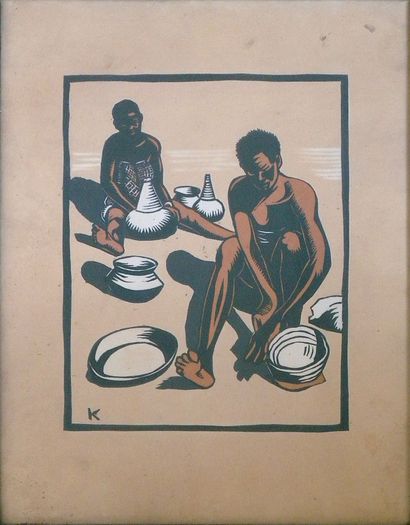 null Belgian school of the 20th century

"Two African Women Cooking

Linocut on paper,...