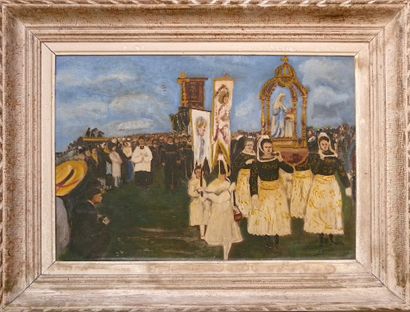 null J. SEZNEC (XXe siècle)

"Procession religieuse bretonne"

Huile sur toile, signée...