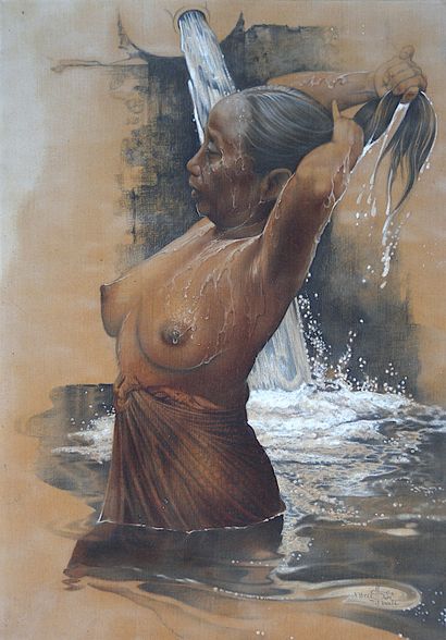 null Contemporary Balinese school 

"Young Balinese woman at the toilet".

Oil on...