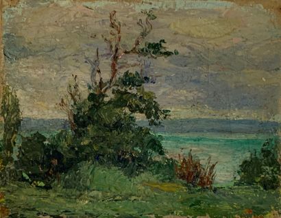 null French school of the end of the 19th century

"Landscape by the sea"

Oil on...