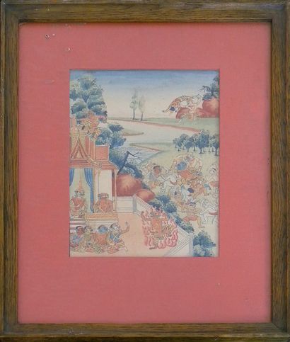 null Thai school of the 20th century

"Scene from the Ramayana

Watercolor on pen...