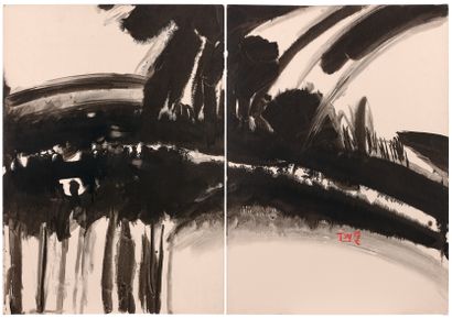TANG TANG Haiwen (1927-1991) 

Composition

Dyptic, ink signed, circa 1975, bears...