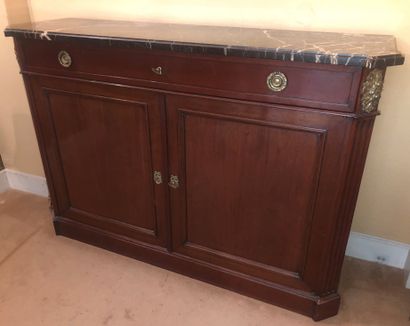 null Mahogany and mahogany veneer sideboard opening with a drawer in the waist above...