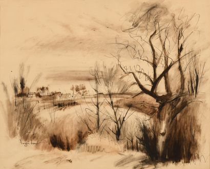 VERGE-SARRAT Henri VERGÉ-SARRAT (1880-1966)

"Landscape of the countryside".

Brown...