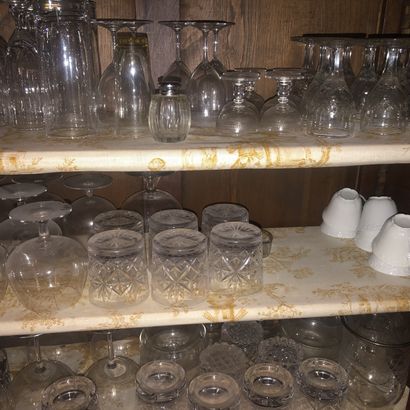null Mismatched glassware set, part glassware set, part white porcelain tea set
