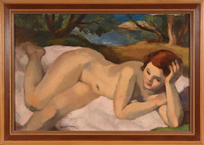 KVAPIL Charles KVAPIL (1884-1957)

"Nude lying in the forest".

Oil on canvas, signed...