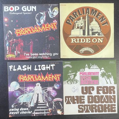 Soul/Funk Quatre disques 45 T - Parliament Funkadelick

VG+ à EX; VG+ à EX