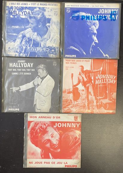 Chanteurs français Cinq disques 45 T Jukebox + encart - Johnny Hallyday

VG+ à EX;...