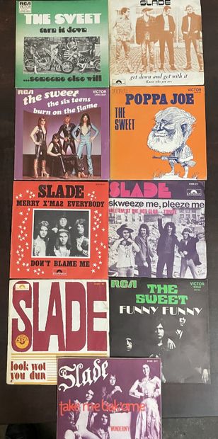 Pop 80/90's Neuf disques 45 T - Glam Rock (Sweet/Slade) 
VG+ à EX; VG+ à EX